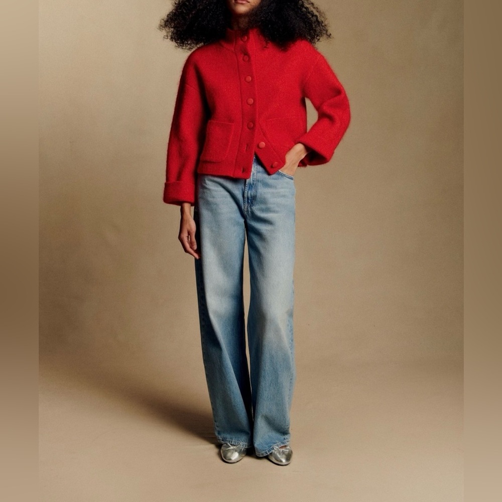 Sezane Thais jacket, red, size small